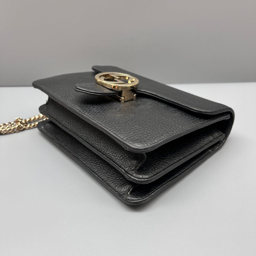 Gucci Small Interlocking G Shoulder Bag Grained Calfskin Black Gucci Small Interlocking G Shoulder Bag Grained Calfskin Black