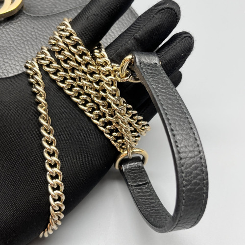 Gucci Small Interlocking G Shoulder Bag Grained Calfskin Black Gucci Small Interlocking G Shoulder Bag Grained Calfskin Black