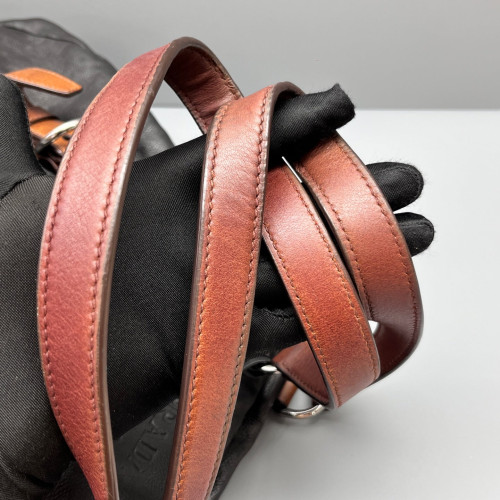 Prada Tote Bag Calfskin Black Brown