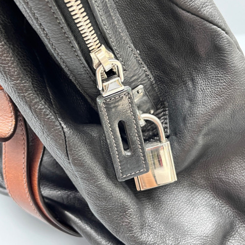 Prada Tote Bag Calfskin Black Brown