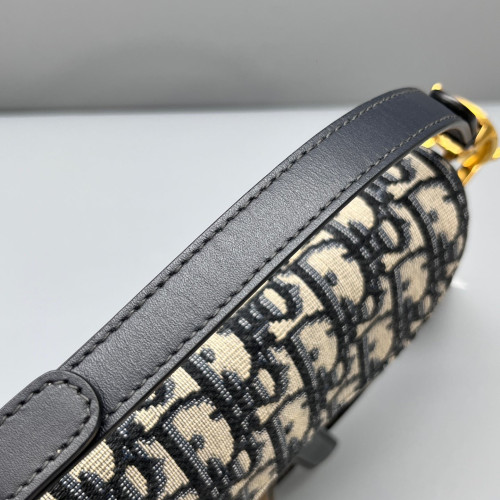 Dior Small Saddle Bag Oblique Black Beige Navy