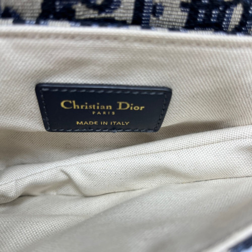 Dior Small Saddle Bag Oblique Black Beige Navy