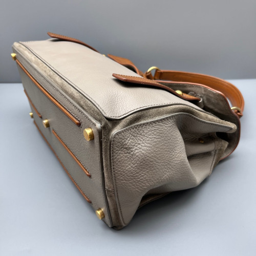 Yves Saint Laurent Medium Muse Two Bag Calfskin Brown Grey