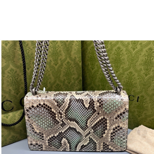 Gucci Meium Dionysus Snakeskin Ostrich Calfskin Green Blue Beige