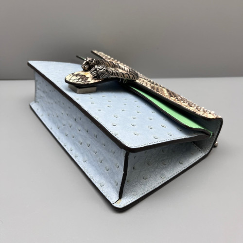 Gucci Meium Dionysus Snakeskin Ostrich Calfskin Green Blue Beige