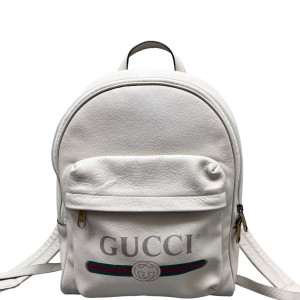 Gucci Backpack Grained Calfskin White