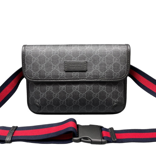 Gucci Web Waist Belt Bag Calfskin Black