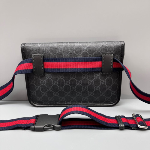 Gucci Web Waist Belt Bag Calfskin Black