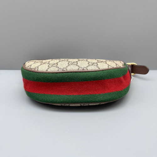 Gucci Mini Ophidia Half Moon Hobo GG Supreme Monogram Beige Brown