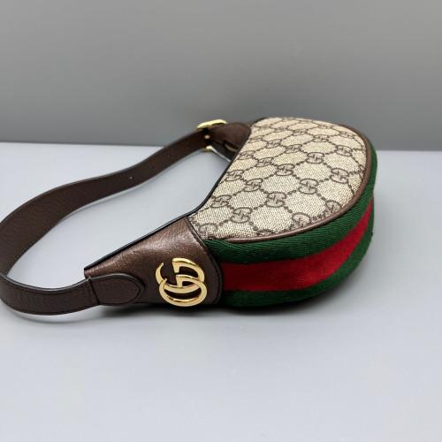 Gucci Mini Ophidia Half Moon Hobo GG Supreme Monogram Beige Brown