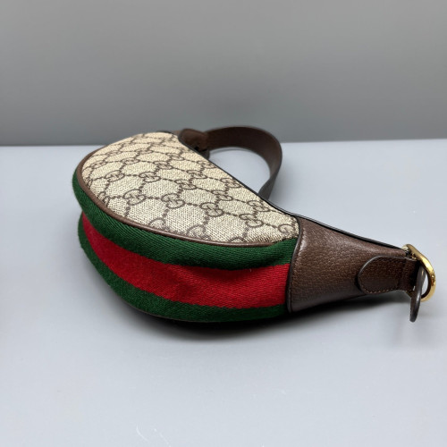 Gucci Mini Ophidia Half Moon Hobo GG Supreme Monogram Beige Brown