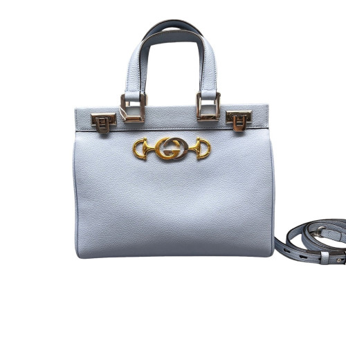 Gucci Small Zumi Top Handle Bag Grained Calfskin Light Blue