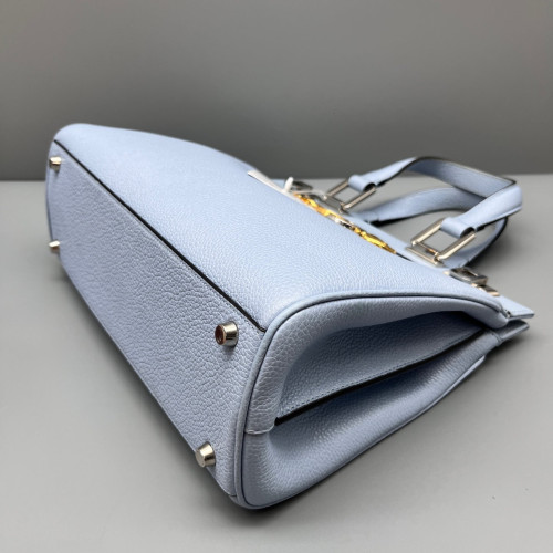 Gucci Small Zumi Top Handle Bag Grained Calfskin Light Blue