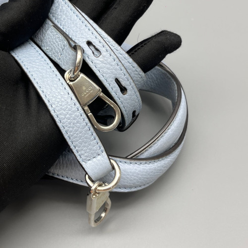 Gucci Small Zumi Top Handle Bag Grained Calfskin Light Blue
