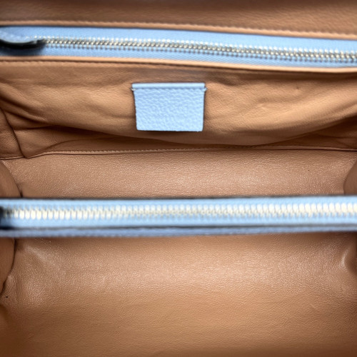 Gucci Small Zumi Top Handle Bag Grained Calfskin Light Blue