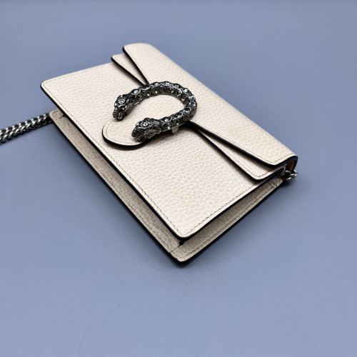 Gucci Super Mini Dionysus Grained Calfskin White