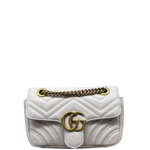 Gucci Matelasse Mini GG Marmont Calfskin White