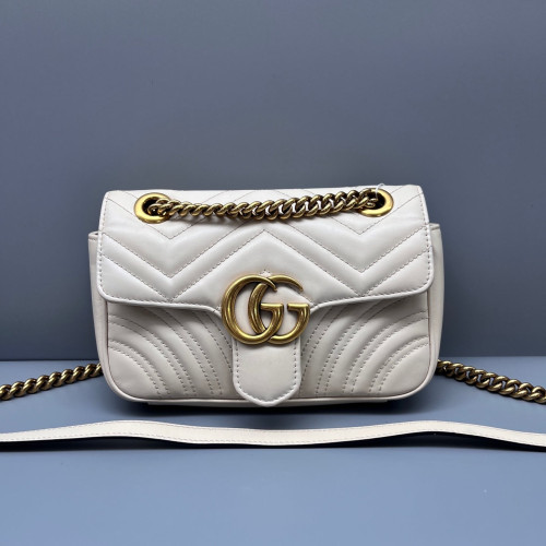 Gucci Matelasse Mini GG Marmont Calfskin White