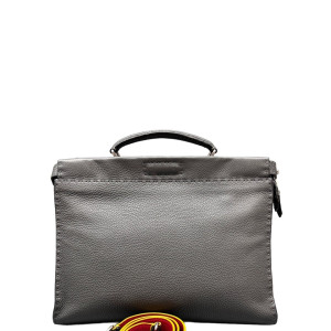 Fendi Small Peekaboo Fit Grained Calfskin Grey