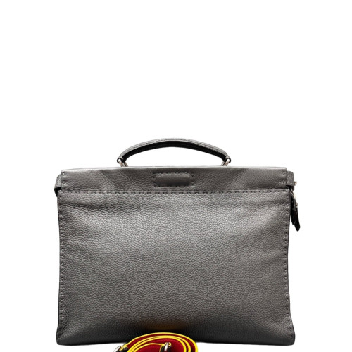 Fendi Small Peekaboo Fit Grained Calfskin Grey