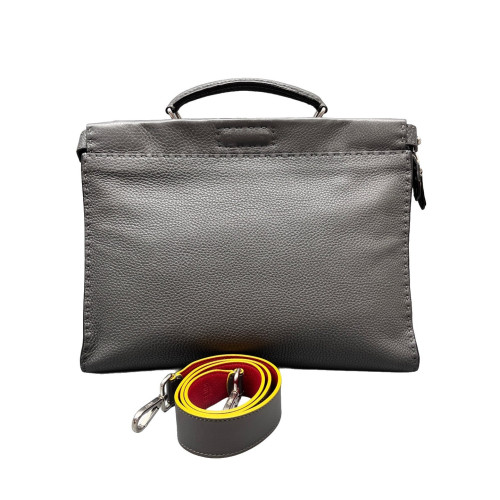 Fendi Small Peekaboo Fit Grained Calfskin Grey