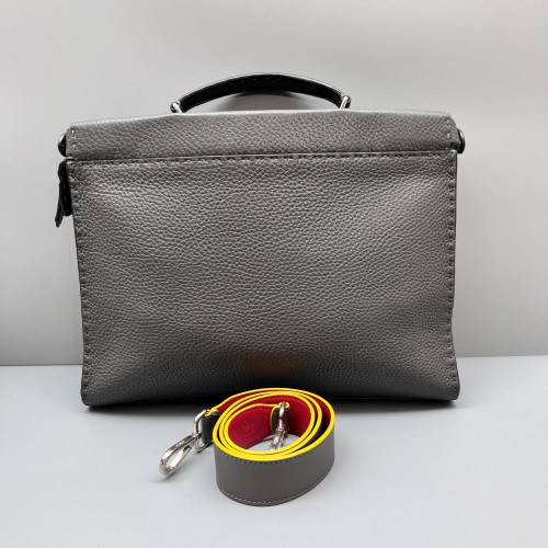 Fendi Small Peekaboo Fit Grained Calfskin Grey