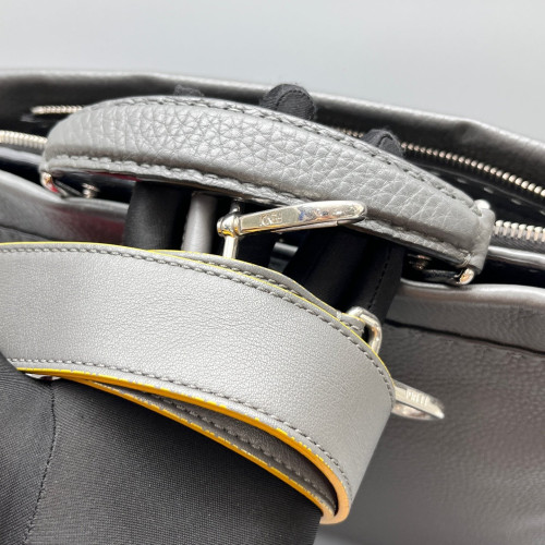 Fendi Small Peekaboo Fit Grained Calfskin Grey