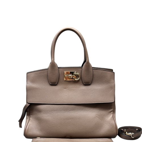 Salvatore Ferragamo Two-Way Bag Calfskin Dark Grey