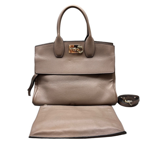 Salvatore Ferragamo Two-Way Bag Calfskin Dark Grey