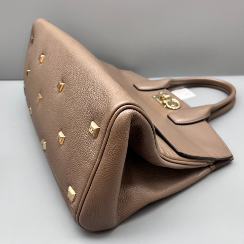 Salvatore Ferragamo Two-Way Bag Calfskin Dark Grey
