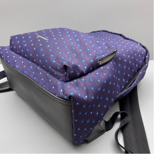 Burberry Backpack Canvas Calfskin Purple Blue Black