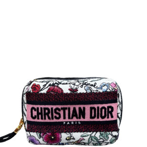 Dior Cannage Stitch Clutch Canvas White Pink Black