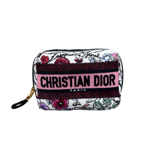 Dior Cannage Stitch Clutch Canvas White Pink Black