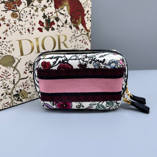 Dior Cannage Stitch Clutch Canvas White Pink Black