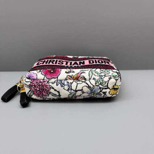 Dior Cannage Stitch Clutch Canvas White Pink Black