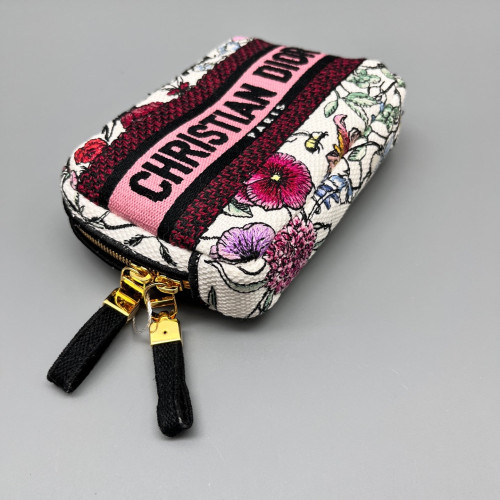 Dior Cannage Stitch Clutch Canvas White Pink Black