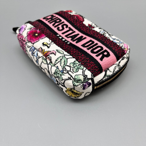 Dior Cannage Stitch Clutch Canvas White Pink Black