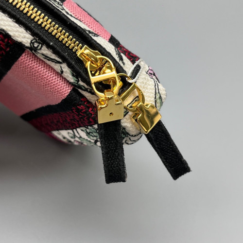 Dior Cannage Stitch Clutch Canvas White Pink Black