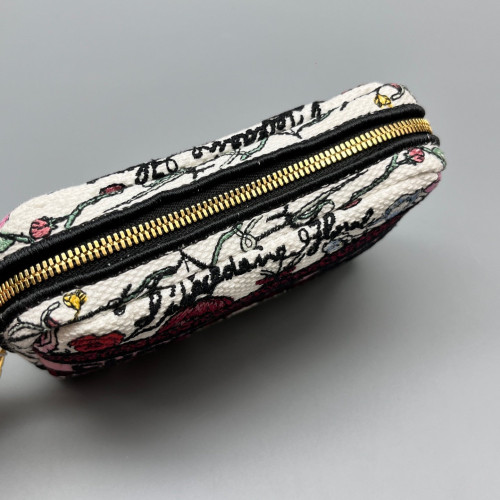 Dior Cannage Stitch Clutch Canvas White Pink Black