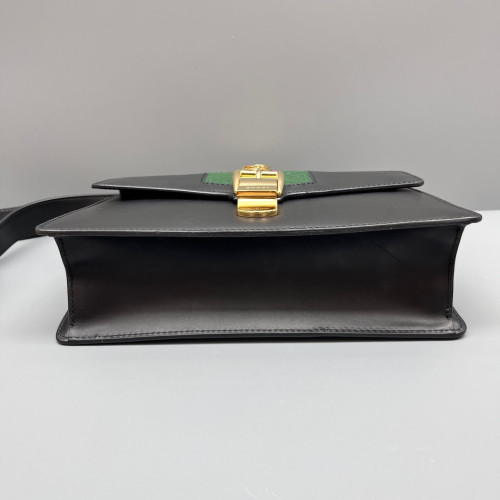 Gucci Small Sylvie Shoulder Bag Calfskin Black Green Red