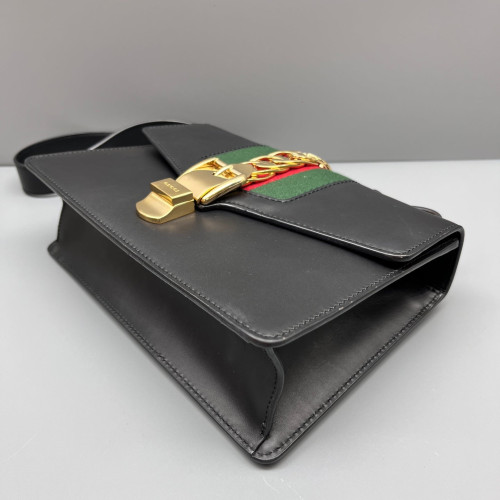 Gucci Small Sylvie Shoulder Bag Calfskin Black Green Red