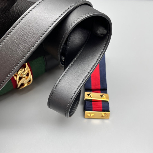 Gucci Small Sylvie Shoulder Bag Calfskin Black Green Red