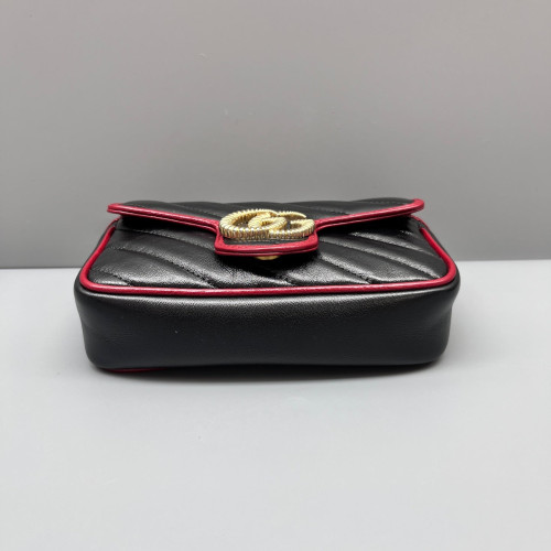 Gucci Matelasse Super Mini GG Marmont Calfskin Black Red