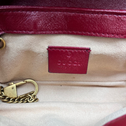 Gucci Matelasse Super Mini GG Marmont Calfskin Black Red