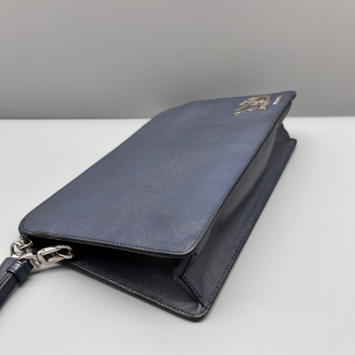 Prada Clutch Saffiano Calfskin Dark Blue