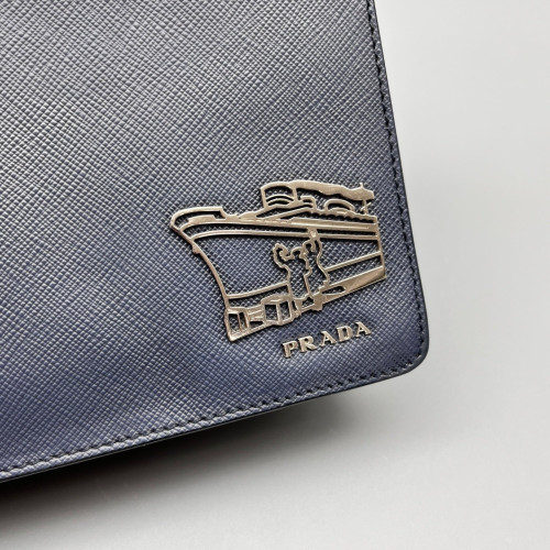 Prada Clutch Saffiano Calfskin Dark Blue