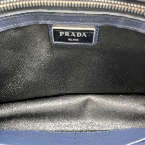 Prada Clutch Saffiano Calfskin Dark Blue