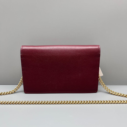 Gucci Mini GG Marmont Wallet On Chain Full Flap Calfskin Red