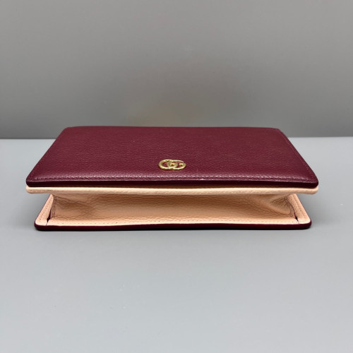 Gucci Mini GG Marmont Wallet On Chain Full Flap Calfskin Red