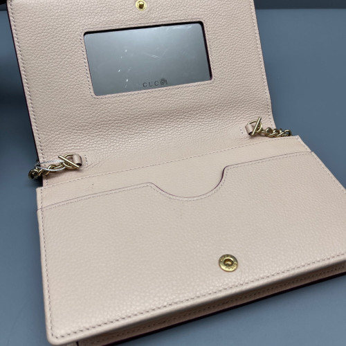 Gucci Mini GG Marmont Wallet On Chain Full Flap Calfskin Red